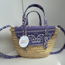 Load image into Gallery viewer, EIGHT ‘SORBET’ LILAC BANDANA BASKET BAG BY BOOM BESPOKE