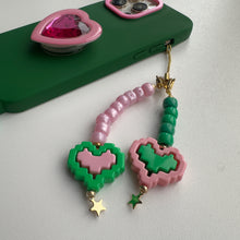 Load image into Gallery viewer, ‘DOUBLE POMME HEARTS’ PHONE BEADS CHARM BOOM BESPOKE