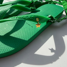 Load image into Gallery viewer, PRE-ORDER ‘PALM’ GREEN BANDANA HAVAIANAS TOP FLIP FLOPS BY BOOM BESPOKE