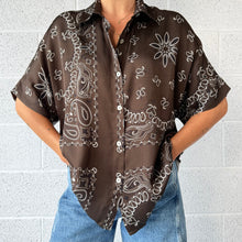 Load image into Gallery viewer, ‘COLA’ BROWN BANDANA SILK SHIRT CO-ORD