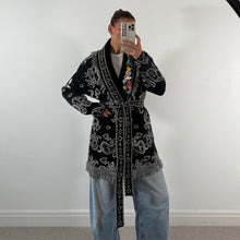 Load image into Gallery viewer, PREORDER ‘INKED’ BANDANA KNIT BELTED LONGLINE CARDIGAN