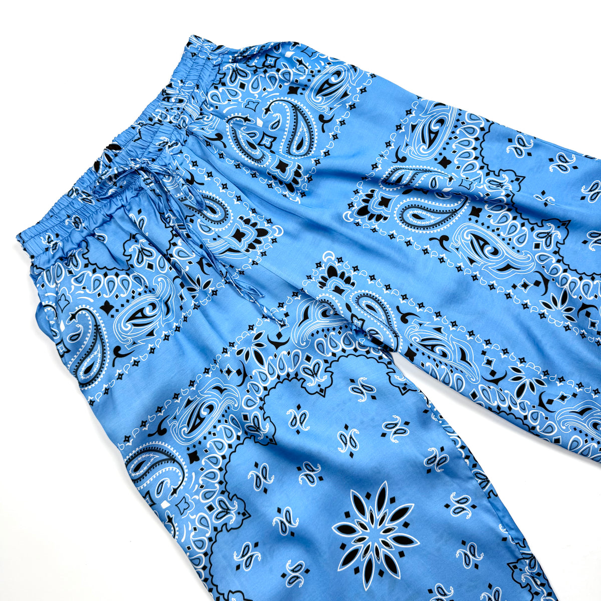 ‘AZURE’ BLUE BANDANA SILK TROUSERS CO-ORD
