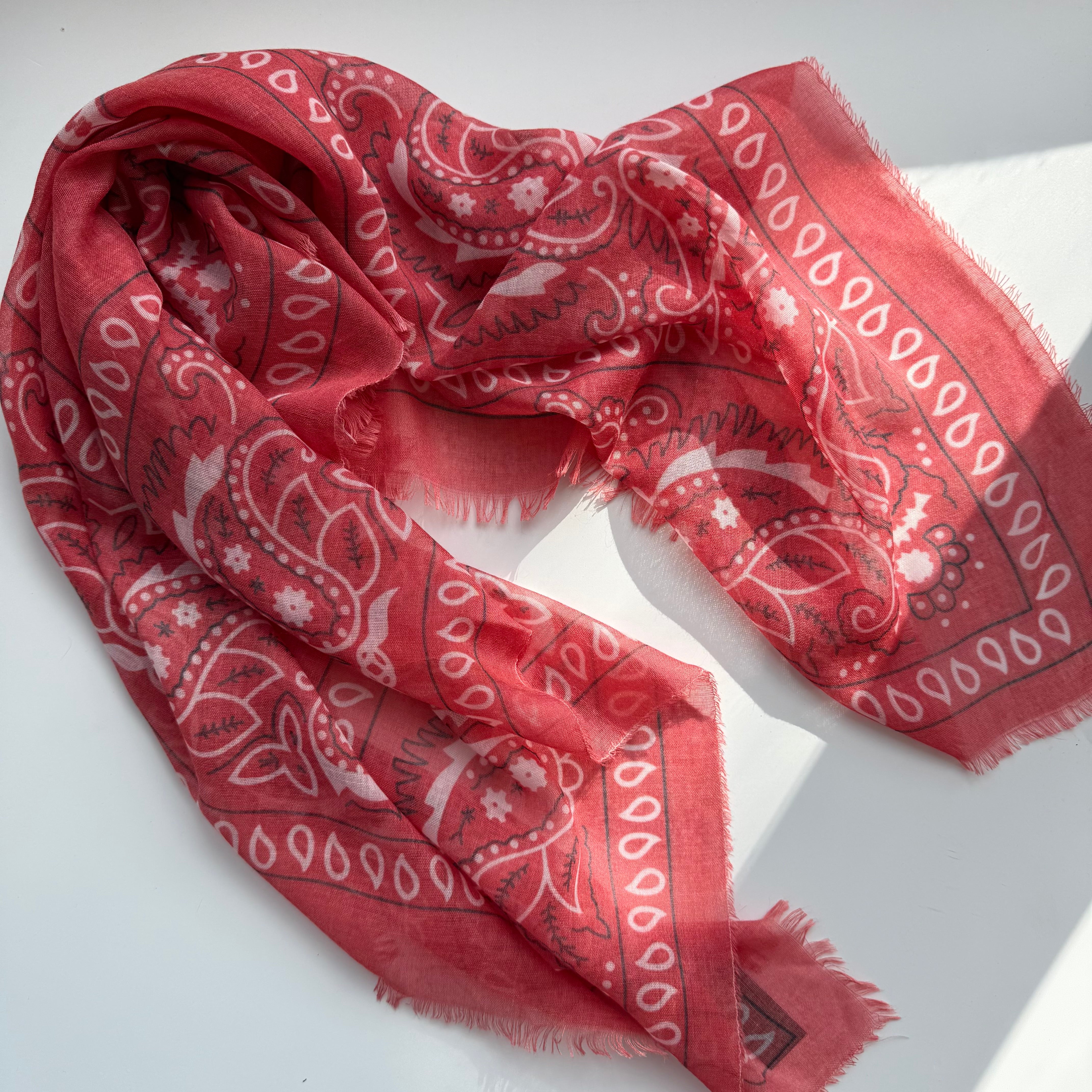 ‘WATERMELON’ RED THE MULTIWAY SQUARE BANDANA SCARF