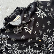 Load image into Gallery viewer, ‘INKED’ BLACK BANDANA SILK MAXI SHIRT DRESS