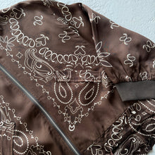 Load image into Gallery viewer, ‘ESPRESSO’ BROWN BANDANA SILK ZIP BOMBER CO-ORD