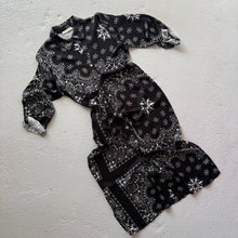 Load image into Gallery viewer, ‘INKED’ BLACK BANDANA SILK MAXI SHIRT DRESS