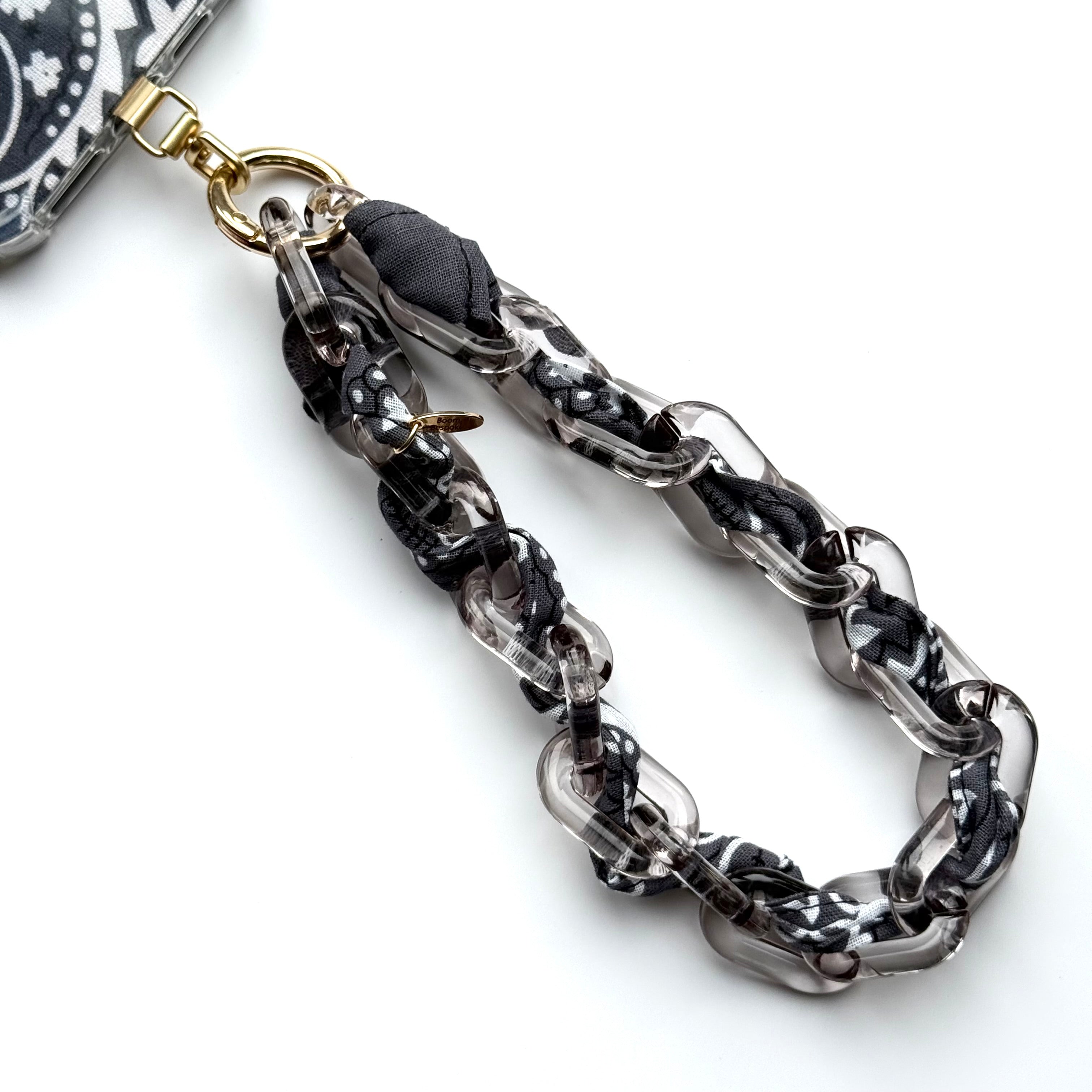 CHARCOAL GREY BANDANA JELLY PHONE CHAIN