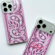 Load image into Gallery viewer, PINK EMBROIDERED BANDANA PHONE INSERT WITH CASE