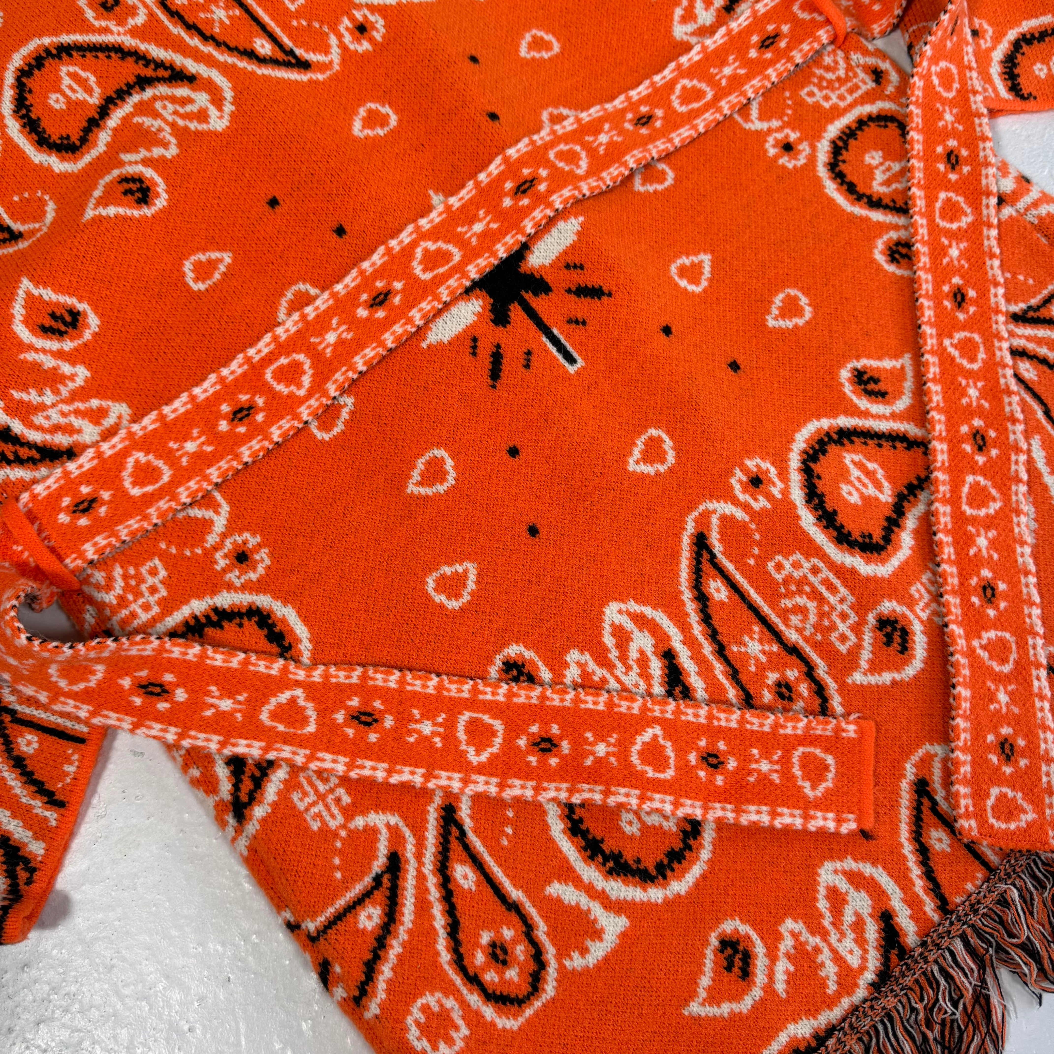 ‘APEROL’ BANDANA KNIT BELTED LONGLINE CARDIGAN