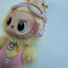 Load image into Gallery viewer, ‘INITIAL & SNORKEL’ LETS CHECKMATE YELLOW BOOM BESPOKE LABUBU