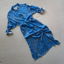 Load image into Gallery viewer, ‘AZURE’ BLUE BANDANA SILK MAXI SHIRT DRESS