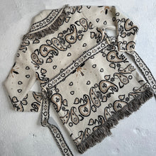 Load image into Gallery viewer, ‘OAT’ BANDANA KNIT BELTED LONGLINE CARDIGAN