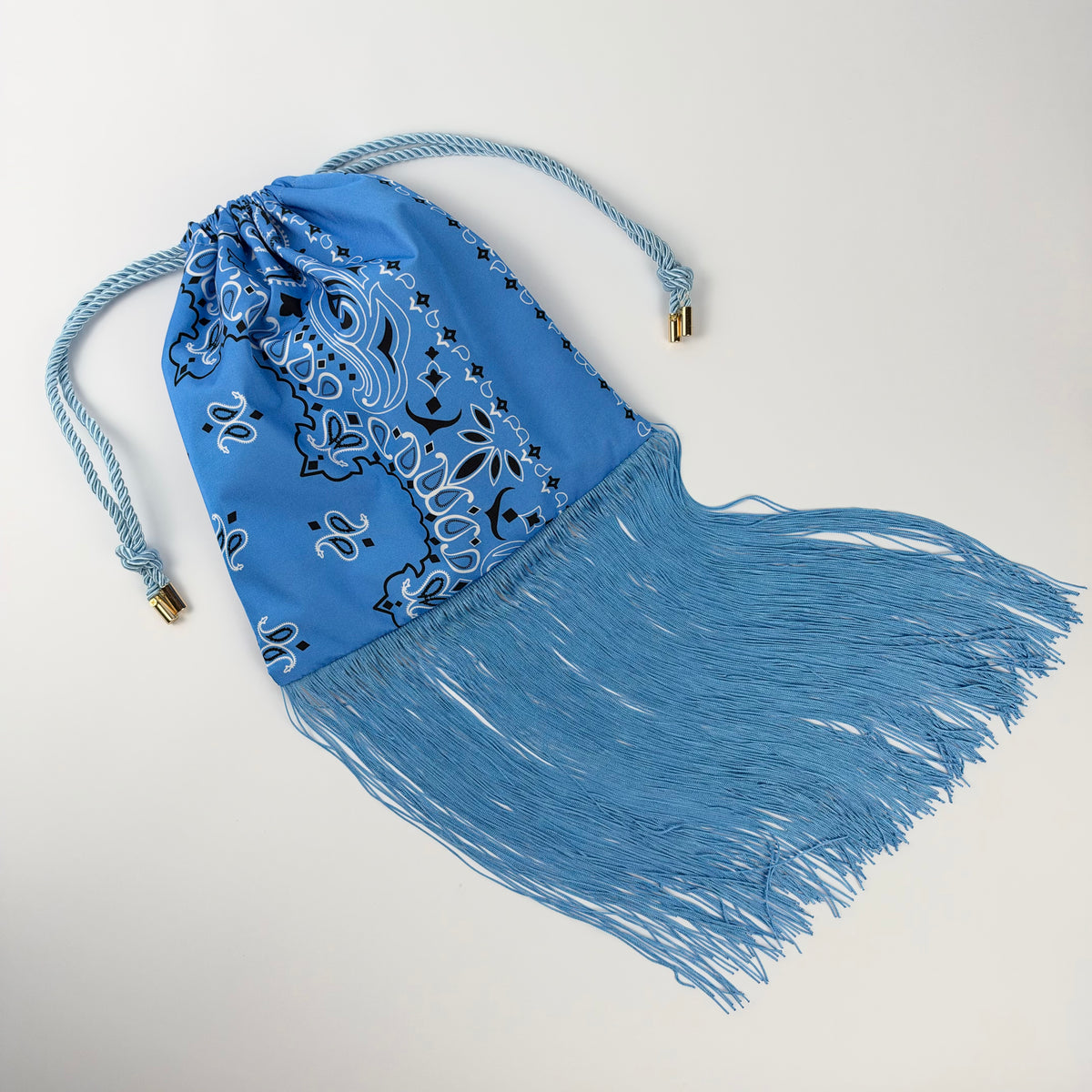 THE NANAN BLUE FRINGE POUCH BAG