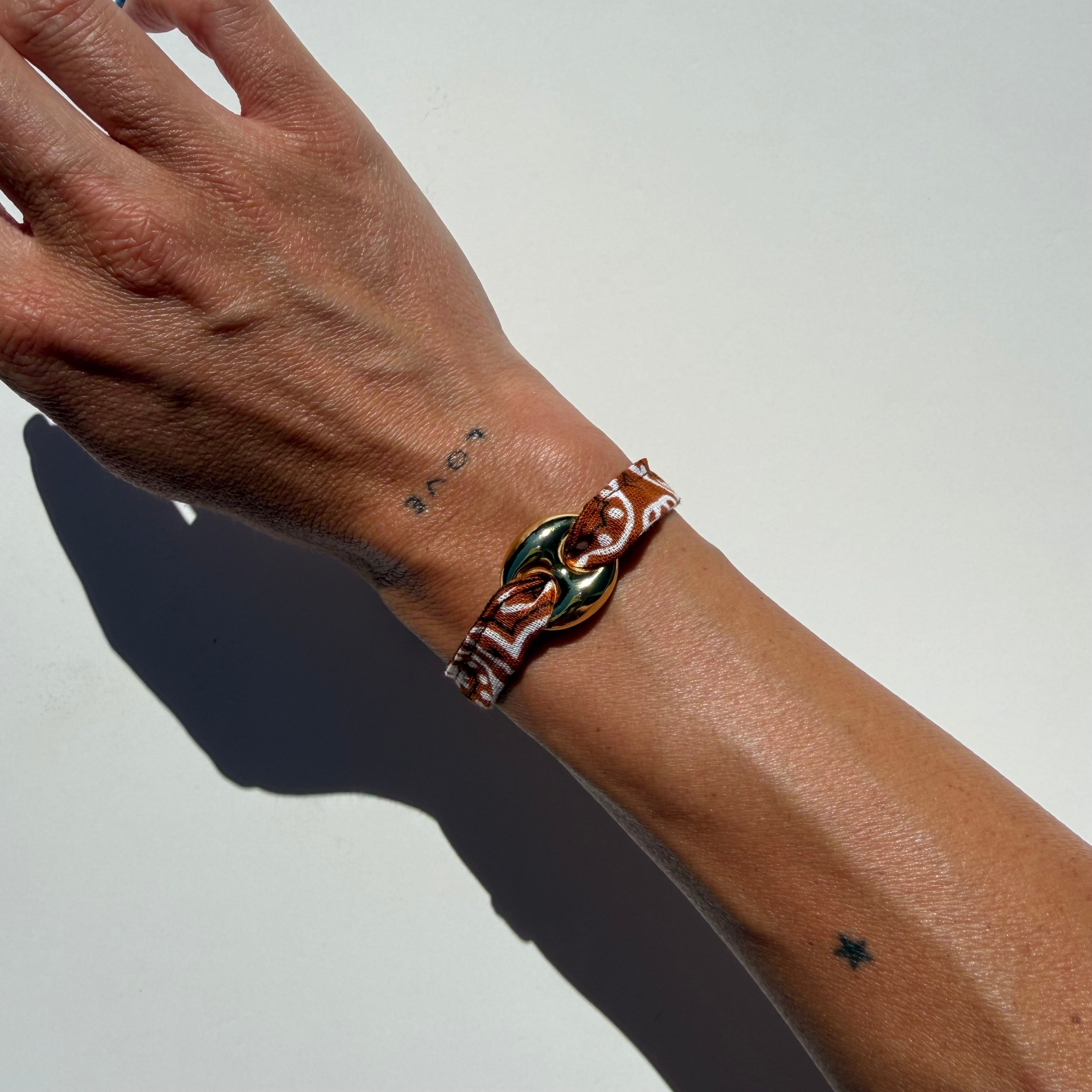 ‘CARAMEL’ TAN BANDANA WRAP BRACELET BY BOOM BESPOKE