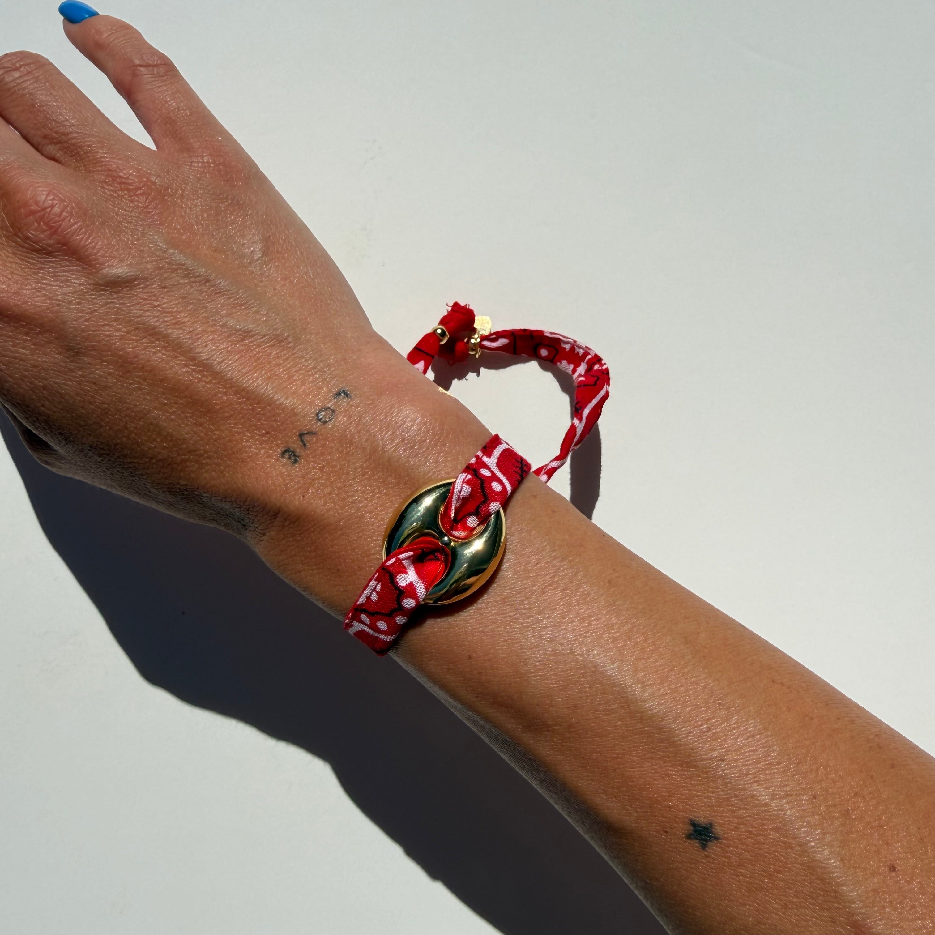 ‘CHERRY’ RED BANDANA WRAP BRACELET BY BOOM BESPOKE