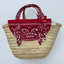 Load image into Gallery viewer, ‘CHERRY’ RED BANDANA BASKET BAG BY BOOM BESPOKE
