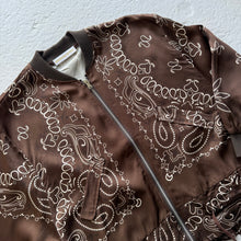 Load image into Gallery viewer, ‘ESPRESSO’ BROWN BANDANA SILK ZIP BOMBER CO-ORD
