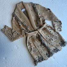 Load image into Gallery viewer, ‘LATTE’ BANDANA KNIT BELTED LONGLINE CARDIGAN