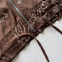 Load image into Gallery viewer, ‘ESPRESSO’ BROWN BANDANA SILK ZIP BOMBER CO-ORD