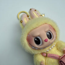 Load image into Gallery viewer, ‘PINK LEATHER BAG’ LETS CHECKMATE YELLOW BOOM BESPOKE LABUBU