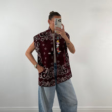 Load image into Gallery viewer, PREORDER ‘WINE’ BANDANA KNIT GILET WITH POCKETS