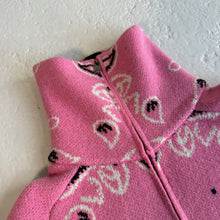 Load image into Gallery viewer, ‘BUBBLEGUM’ BANDANA KNIT ZIP UP HIGH NECK CARDIGAN