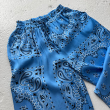 Load image into Gallery viewer, ‘AZURE’ BLUE BANDANA SILK TROUSERS CO-ORD