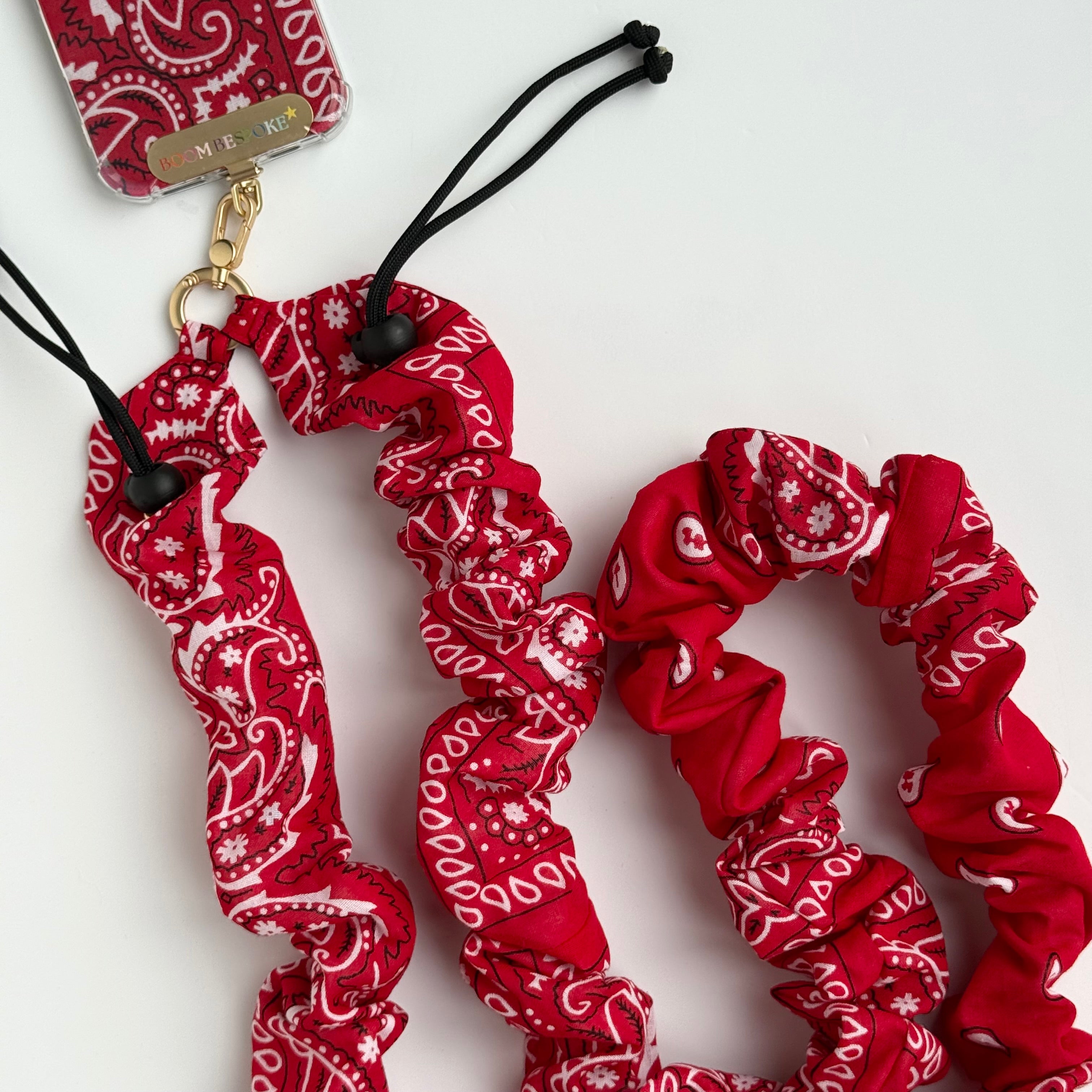 RED BANDANA ADJUSTABLE CROSSBODY PHONE STRAP
