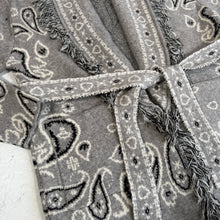 Load image into Gallery viewer, PREORDER ‘SMOKE’ BANDANA KNIT BELTED LONGLINE CARDIGAN