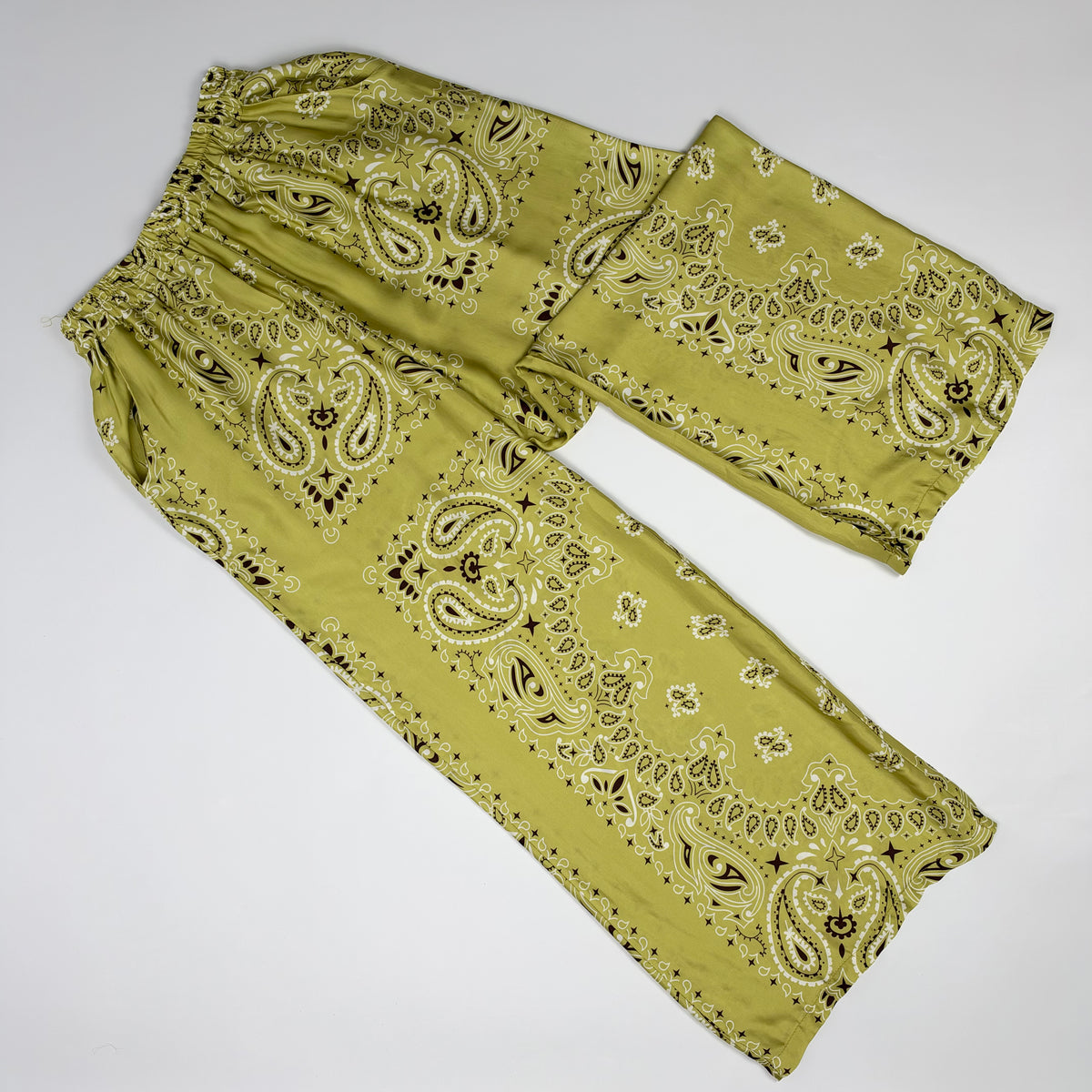 'LIME SORBET' GREEN BANDANA SILKY SHIRT & TROUSER SET