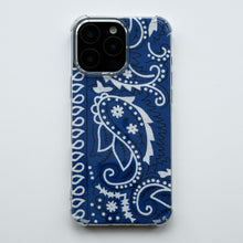 Load image into Gallery viewer, ELECTRIC BLUE EMBROIDERED BANDANA PHONE INSERT WITH CASE