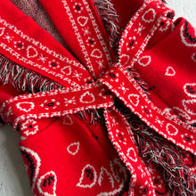 Load image into Gallery viewer, PREORDER ‘HEART’ BANDANA KNIT BELTED LONGLINE SLEEVELESS CARDIGAN