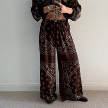 Load image into Gallery viewer, ‘ESPRESSO’ BROWN BANDANA SILK TROUSERS CO-ORD