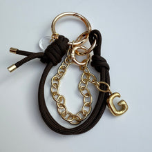 Load image into Gallery viewer, BROWN BALLOON INITIAL CORD BOOM BESPOKE BAG CHARM/KEYRING
