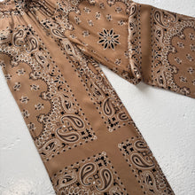 Load image into Gallery viewer, ‘ICED LATTE’ TAN BANDANA SILK TROUSERS CO-ORD