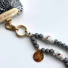 Load image into Gallery viewer, ‘KITTY’ STRIPES & PEARLS PHONE BEADS BY BOOM BESPOKE