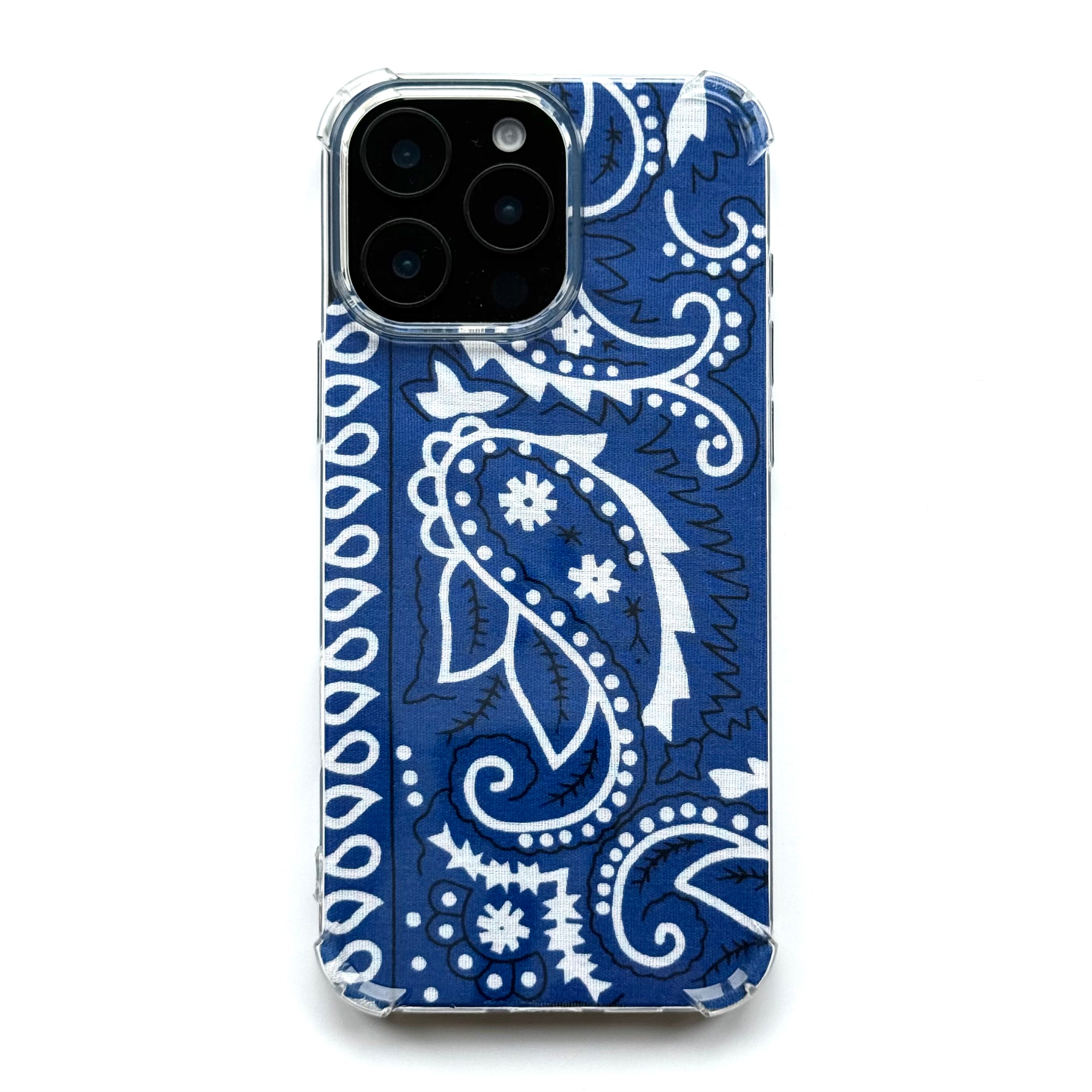 ELECTRIC BLUE EMBROIDERED BANDANA PHONE INSERT WITH CASE