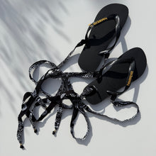 Load image into Gallery viewer, PRE-ORDER ‘INKED’ BLACK BANDANA HAVAIANAS TOP FLIP FLOPS BY BOOM BESPOKE