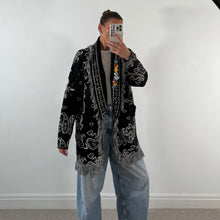 Load image into Gallery viewer, PREORDER ‘INKED’ BANDANA KNIT BELTED LONGLINE CARDIGAN