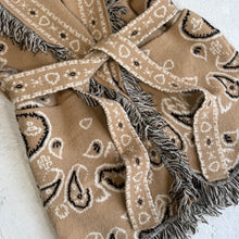 Load image into Gallery viewer, PREORDER ‘LATTE’ BANDANA KNIT BELTED LONGLINE SLEEVELESS CARDIGAN