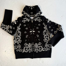 Load image into Gallery viewer, ‘INKED’ BANDANA KNIT ZIP UP HIGH NECK CARDIGAN