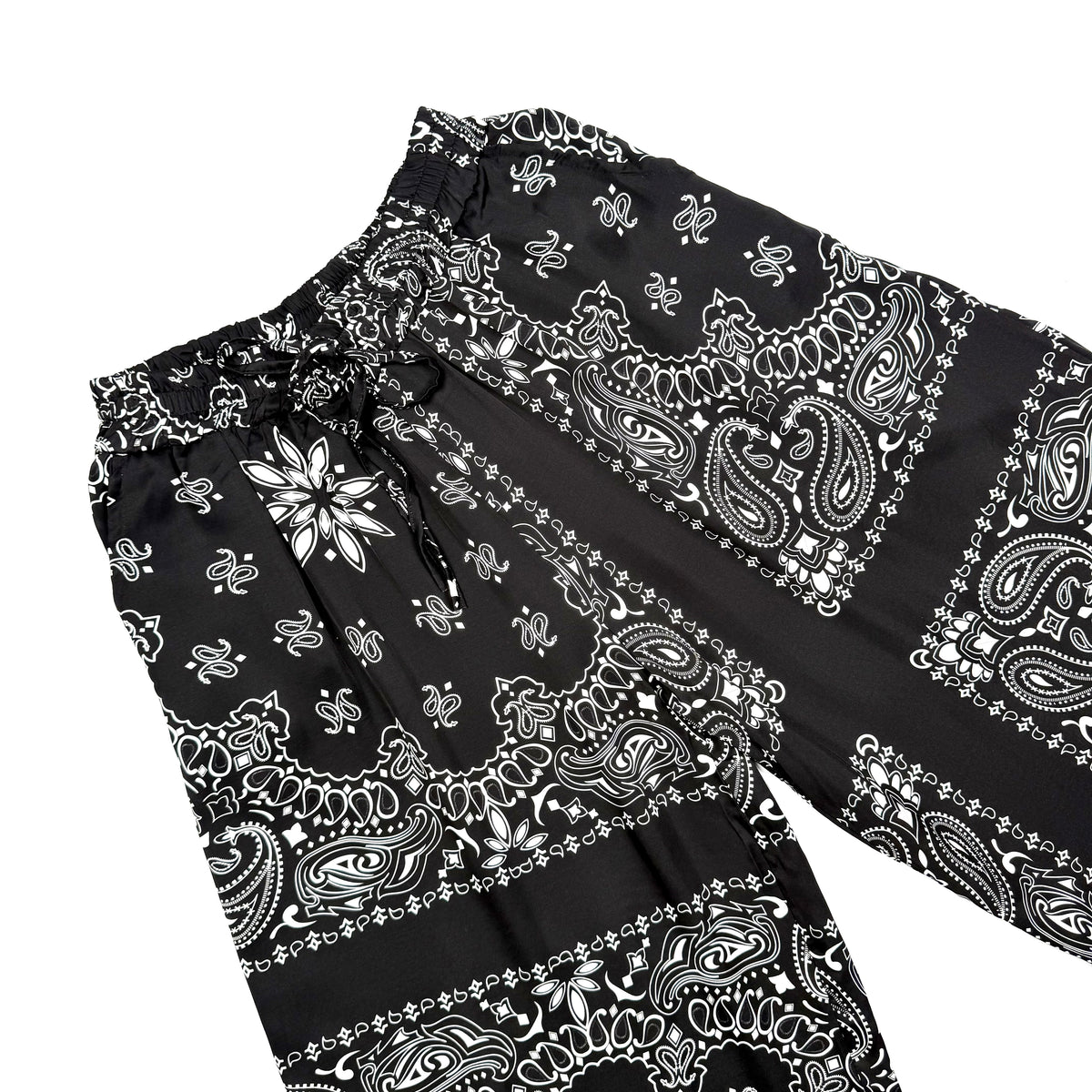 ‘INKED’ BLACK BANDANA SILK TROUSERS CO-ORD