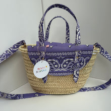 Load image into Gallery viewer, TWELVE ‘SORBET’ LILAC BANDANA BASKET BAG BY BOOM BESPOKE