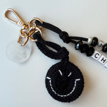 Load image into Gallery viewer, BLACK SMILEY BOOM BESPOKE BAG CHARM/KEYRING