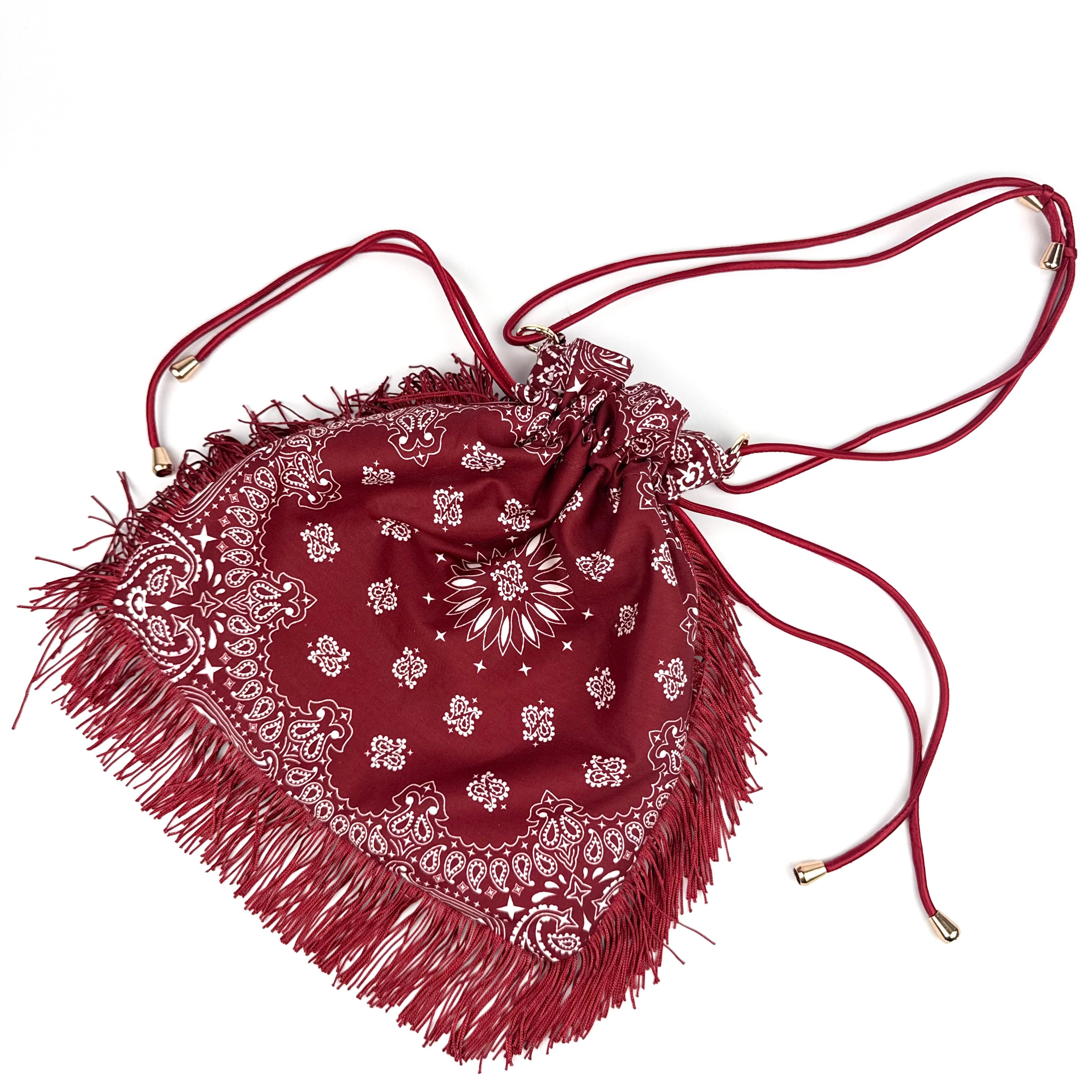 'SOUR CHERRY' BURGUNDY BANDANA POUCH BAG