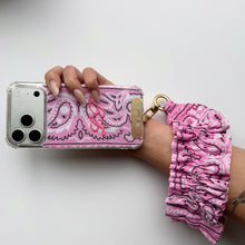 Load image into Gallery viewer, PINK RUFFLE BANDANA WRISTLET PHONE STRAP