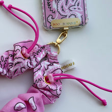 Load image into Gallery viewer, PINK BANDANA ADJUSTABLE SCRUNTCH WRISTLET PHONE STRAP