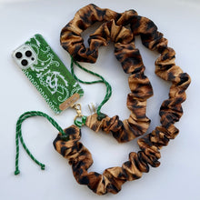 Load image into Gallery viewer, ‘LEOPARD’ GREEN BANDANA ADJUSTABLE CROSSBODY PHONE STRAP