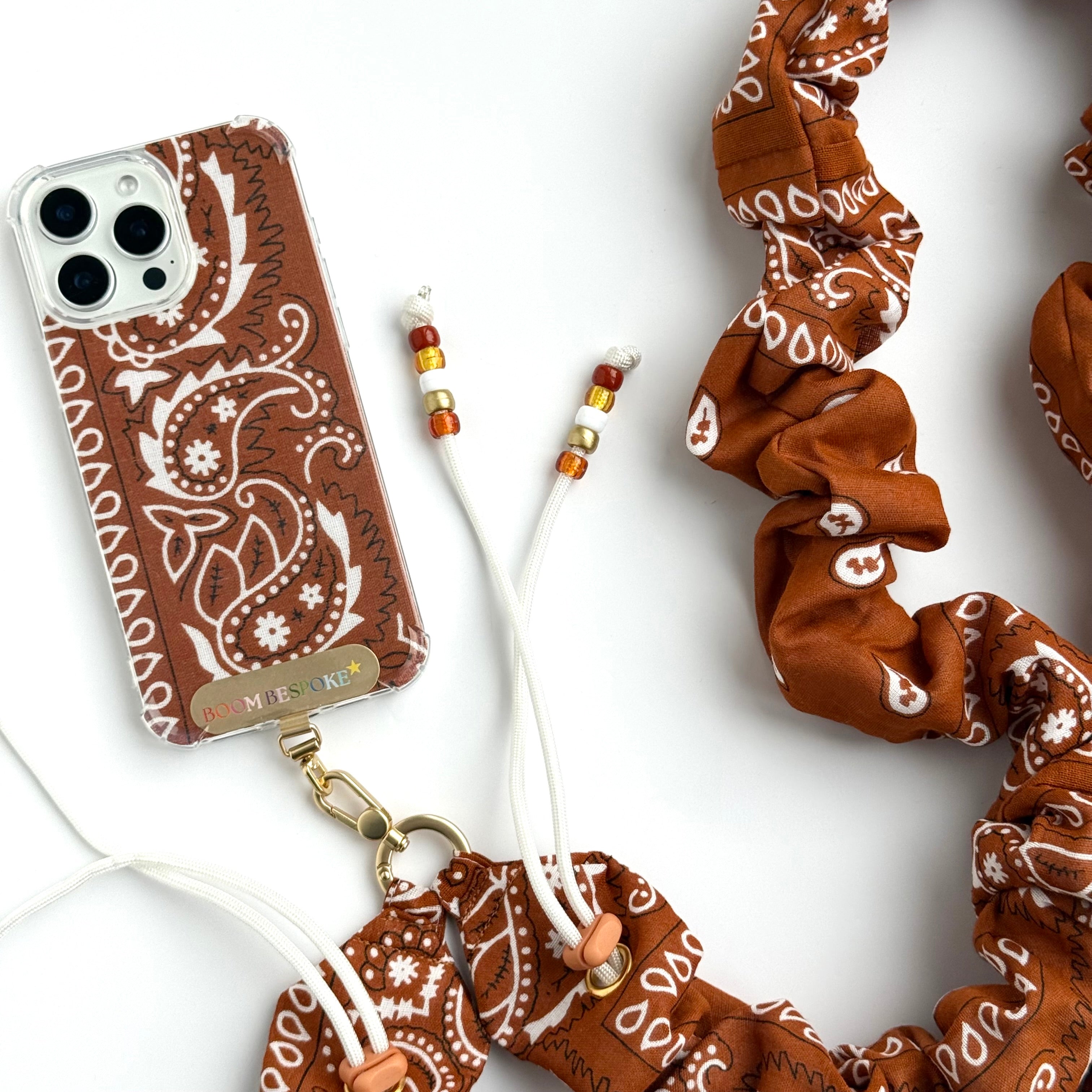 TAN BANDANA ADJUSTABLE CROSSBODY PHONE STRAP