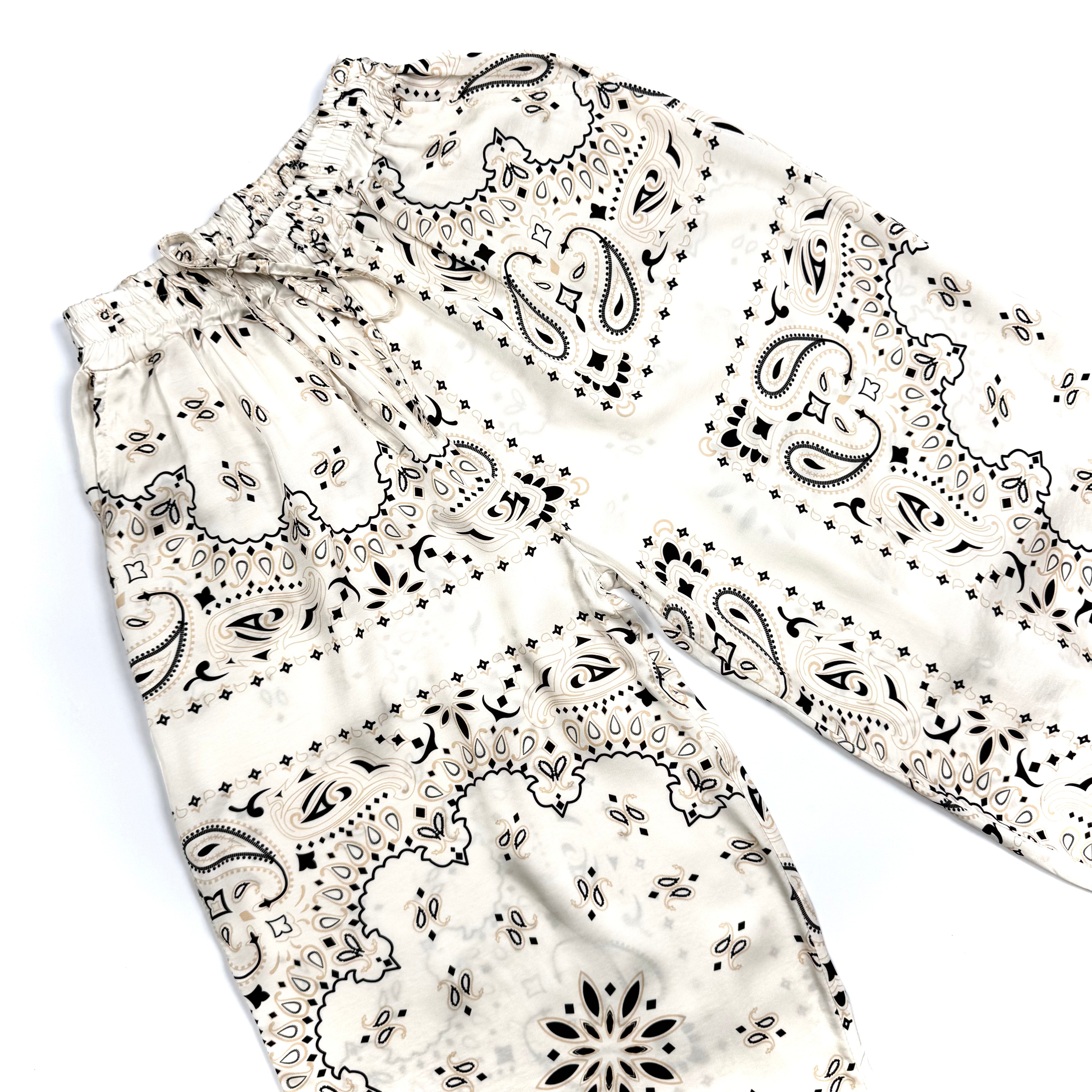 ‘COCONUT’ CREAM BANDANA SILK TROUSERS CO-ORD